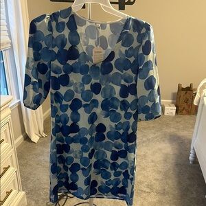 Blue polkadot light weight dress with tags